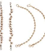 Fascinating golden balls gold plated combo set of 2 ear-chain(kaan chain) for women