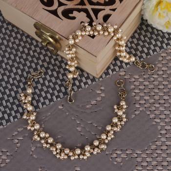 Fascinating golden balls gold plated combo set of 2 ear-chain(kaan chain) for women 3