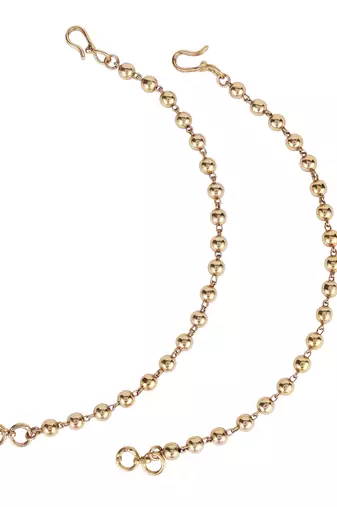 Fascinating golden balls gold plated combo set of 2 ear-chain(kaan chain) for women