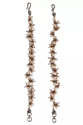 Fascinating golden balls gold plated combo set of 2 ear-chain(kaan chain) for women