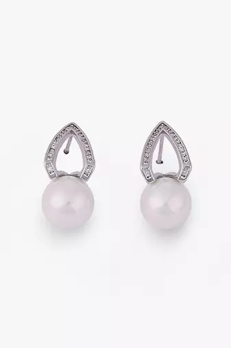 Fancy oval shape studded cz silver plated combo set of 2 stud earring for women