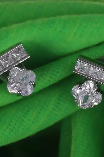 Splendid studded cz silver plated combo set of 2 stud earring for women