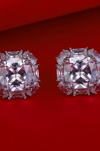 Splendid studded cz silver plated combo set of 2 stud earring for women