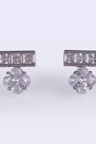 Splendid studded cz silver plated combo set of 2 stud earring for women