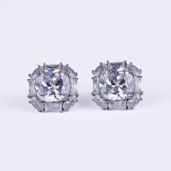 Splendid studded cz silver plated combo set of 2 stud earring for women 5