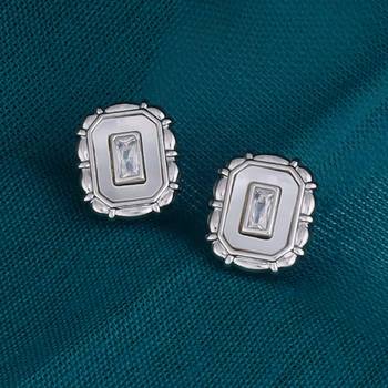 Attractive round mother pearl silver plated combo set of 2 stud earring for women 3