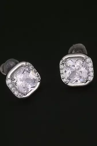 Excellent center studded cz silver and gold plated combo set of 2 stud earring for women