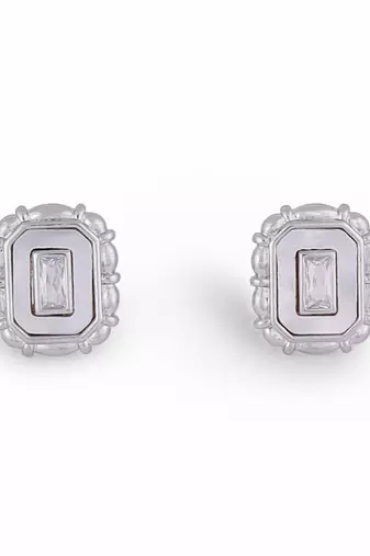 Attractive round mother pearl silver plated combo set of 2 stud earring for women