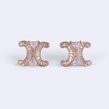 Excellent center studded cz silver and gold plated combo set of 2 stud earring for women 5