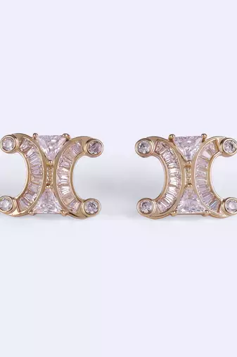 Excellent center studded cz silver and gold plated combo set of 2 stud earring for women