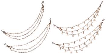 Inspired pearl 3 string gold plated combo set of 2 ear-chain(kaan chain) for women 1