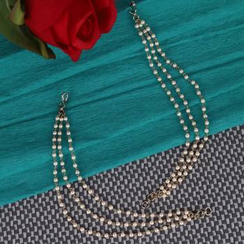 Inspired pearl 3 string gold plated combo set of 2 ear-chain(kaan chain) for women 3