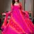 Pink Printed Faux Georgette Fabric Flared Anarkali, Pant and Dupatta Set