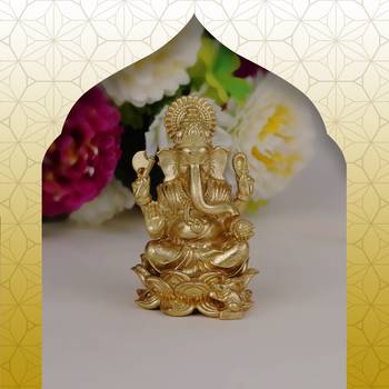 Lord ganesha and lord krishna gold plated combo set of 2 idol/murti home and office decorative gifting 3