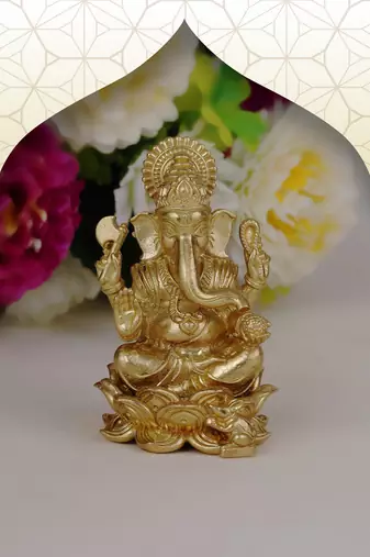 Lord ganesha and lord krishna gold plated combo set of 2 idol/murti home and office decorative gifting