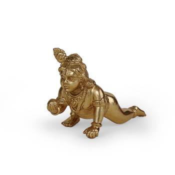 Lord ganesha and lord krishna gold plated combo set of 2 idol/murti home and office decorative gifting 4