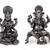 Lord ganesha and devi laxmi oxidised silver plated combo set of 2 idol/murti home and office decorative gifting