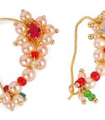 Oval shape gold plated combo set of 2 maharashtrian nosepin / nath without piercing for women and girls
