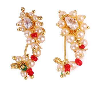 Oval shape gold plated combo set of 2 maharashtrian nosepin / nath without piercing for women and girls 1