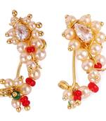 Oval shape gold plated combo set of 2 maharashtrian nosepin / nath without piercing for women and girls