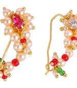 Oval shape gold plated combo set of 2 maharashtrian nosepin / nath without piercing for women and girls