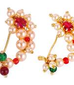 Oval shape gold plated combo set of 2 maharashtrian nosepin / nath without piercing for women and girls