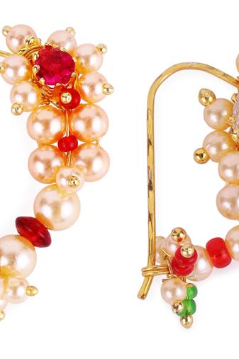 Oval shape gold plated combo set of 2 maharashtrian nosepin / nath without piercing for women and girls