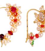 Oval shape gold plated combo set of 2 maharashtrian nosepin / nath without piercing for women and girls