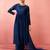 Vastramay womens blue silk anarkali kurta set - zardozi embroidered wedding wear