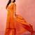 Vastramay womens orange chanderi straight kurta set - hand embroidered festival wear