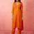 Vastramay womens orange chanderi straight kurta set - hand embroidered festival wear
