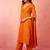 Vastramay womens orange chanderi straight kurta set - hand embroidered festival wear