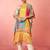 Vastramay womens multicolour chinon kaftan kurta set - mirror work festival wear