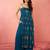 Vastramay women's blue chinon sequin anarkali set with palazzo & dupatta - wedding special