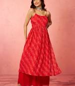 wored chinon sequin anarkali set with palazzo & dupatta - bridal special