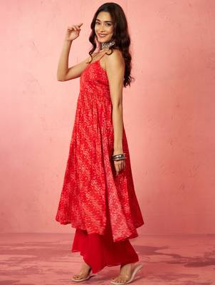 wored chinon sequin anarkali set with palazzo & dupatta - bridal special 4
