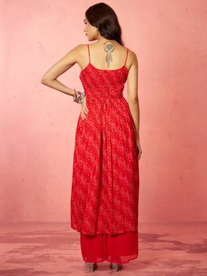 wored chinon sequin anarkali set with palazzo & dupatta - bridal special 5