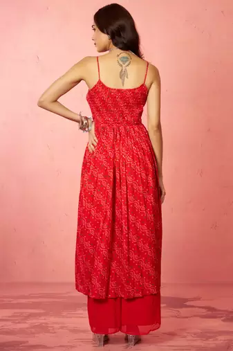wored chinon sequin anarkali set with palazzo & dupatta - bridal special