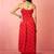 Vastramay women's red chinon sequin anarkali set with palazzo & dupatta - bridal special