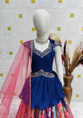 Beautiful Kediya Chinon Silk Embroidery Sequins Work Red Readymade Lahenga Choli 3