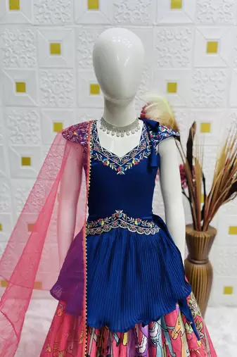Beautiful Kediya Chinon Silk Embroidery Sequins Work Red Readymade Lahenga Choli