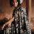 Navy blue floral printed georgette saree with jacket