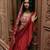 Red plain chiffon saree with belt