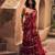 Red floral printed chiffon saree