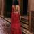 Red plain chiffon saree with belt