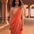 Orange hand embroidered banarasi saree