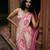 Pink hand embroidered georgette saree