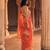 Orange hand embroidered banarasi saree