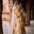 Yellow floral printed chiffon saree with belt