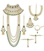 Gold-plated traditional ethnic indian kundan bridal set for women